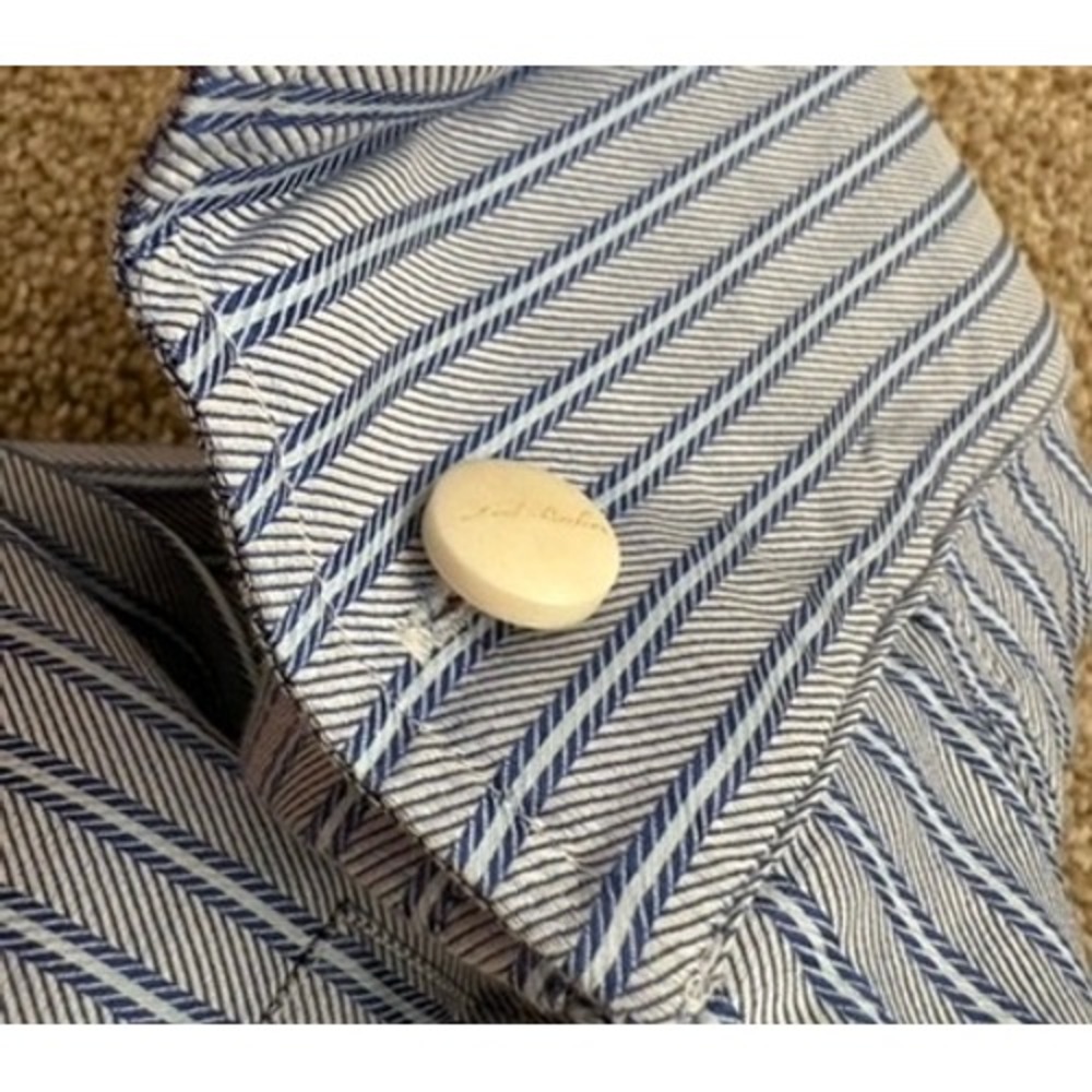 Ted Baker Archive Dress Shirt Men 16 Blue Stripe French Cuff Excellent Condition - Picture 13 of 16